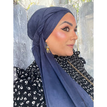 Faux Suede Stretchy Head Wrap - Midnight-Long Wrap-The Little Tichel Lady