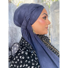 Faux Suede Stretchy Head Wrap - Midnight-Long Wrap-The Little Tichel Lady