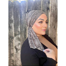 Faux Suede Stretchy Head Wrap - Neutral Print-Long Wrap-The Little Tichel Lady