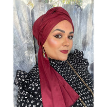 Faux Suede Stretchy Head Wrap - Brick-Long Wrap-The Little Tichel Lady