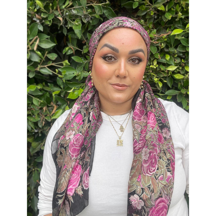 Dior Authentic Vintage Designer Headscarf, Floral Print-Designer headscarf-The Little Tichel Lady