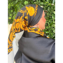 Lancel Authentic Vintage Designer Headscarf, Black/Gold Chains-Designer headscarf-The Little Tichel Lady