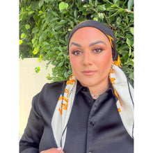 Lancel Authentic Vintage Designer Headscarf, Black/Gold Chains-Designer headscarf-The Little Tichel Lady