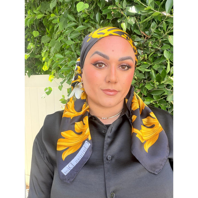 Dior Authentic Designer Headscarf, Floral-Designer headscarf-The Little Tichel Lady