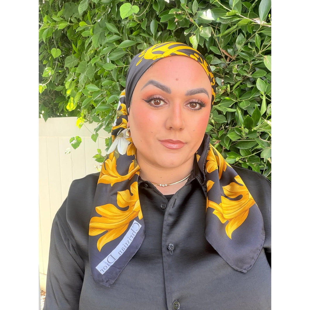 Dior Authentic Designer Headscarf, Floral-Designer headscarf-The Little Tichel Lady