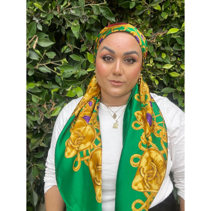 Chanel Authentic Vintage Designer Headscarf, Jewels & Gemstones - XL Size-Designer headscarf-The Little Tichel Lady