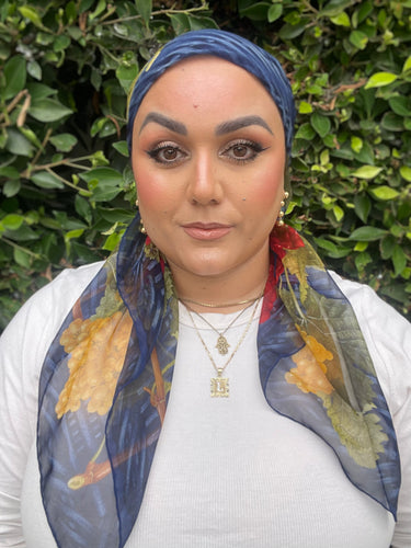 Gucci Authentic Vintage Designer Headscarf, Fruit Border Design-Designer headscarf-The Little Tichel Lady