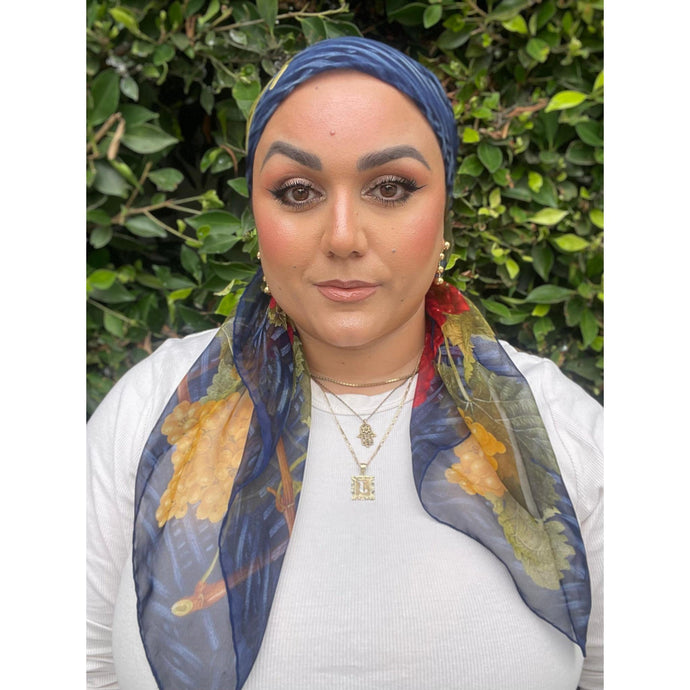 Gucci Authentic Vintage Designer Headscarf, Fruit Border Design-Designer headscarf-The Little Tichel Lady