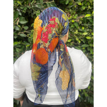 Gucci Authentic Vintage Designer Headscarf, Fruit Border Design-Designer headscarf-The Little Tichel Lady