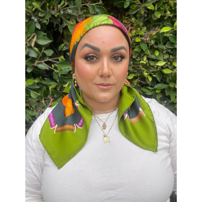 Gucci Authentic Vintage Designer Headscarf, Braided Yarn & Spools-Designer headscarf-The Little Tichel Lady