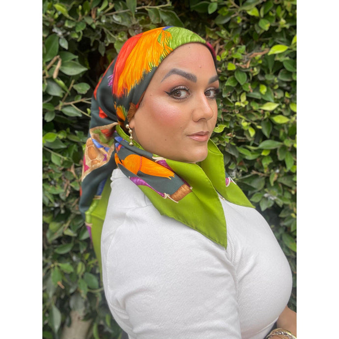 Gucci Authentic Vintage Designer Headscarf, Braided Yarn & Spools-Designer headscarf-The Little Tichel Lady