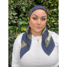 YSL Authentic Vintage Designer Headscarf, Navy Paisley-Designer headscarf-The Little Tichel Lady