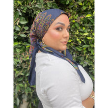 YSL Authentic Vintage Designer Headscarf, Navy Paisley-Designer headscarf-The Little Tichel Lady