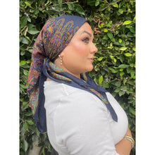 YSL Authentic Vintage Designer Headscarf, Navy Paisley-Designer headscarf-The Little Tichel Lady