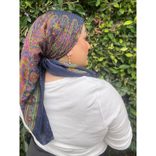 YSL Authentic Vintage Designer Headscarf, Navy Paisley-Designer headscarf-The Little Tichel Lady