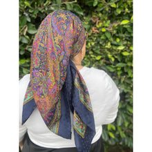 YSL Authentic Vintage Designer Headscarf, Navy Paisley-Designer headscarf-The Little Tichel Lady