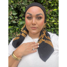 Chanel Authentic Vintage Designer Headscarf, Black & Gold Chain Link-Designer headscarf-The Little Tichel Lady