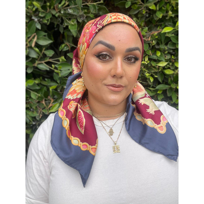 Ferragamo Authentic Vintage Designer Headscarf, Vibrant Harvest-Designer headscarf-The Little Tichel Lady
