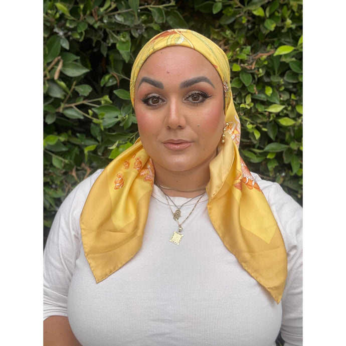 Ferragamo Authentic Vintage Designer Headscarf, Under The Golden Sea-Designer headscarf-The Little Tichel Lady