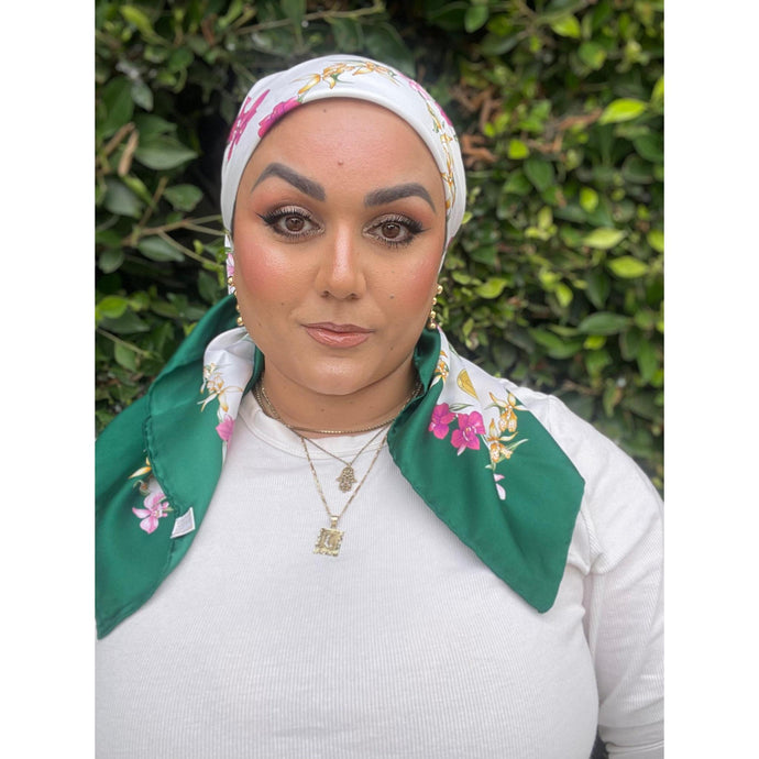 Gucci Authentic Vintage Designer Headscarf, Flora Print-Designer headscarf-The Little Tichel Lady