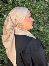 Luxe Inspired Large G Print Square Headcover - Golden Beige-square-The Little Tichel Lady