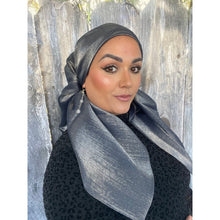 Elegant Metallic Square Headscarf - Navy/Silver-Squares-The Little Tichel Lady