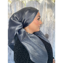 Elegant Metallic Square Headscarf - Navy/Silver-Squares-The Little Tichel Lady