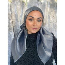 Elegant Metallic Square Headscarf - Navy/Silver-Squares-The Little Tichel Lady