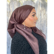 Elegant Metallic Square Headscarf - Brown/Deep Eggplant-Squares-The Little Tichel Lady