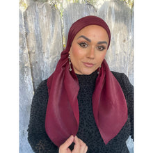 Elegant Metallic Square Headscarf - Cranberry-Squares-The Little Tichel Lady