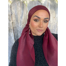 Elegant Metallic Square Headscarf - Cranberry-Squares-The Little Tichel Lady