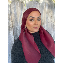 Elegant Metallic Square Headscarf - Cranberry-Squares-The Little Tichel Lady