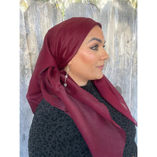 Elegant Metallic Square Headscarf - Cranberry-Squares-The Little Tichel Lady