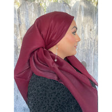 Elegant Metallic Square Headscarf - Cranberry-Squares-The Little Tichel Lady