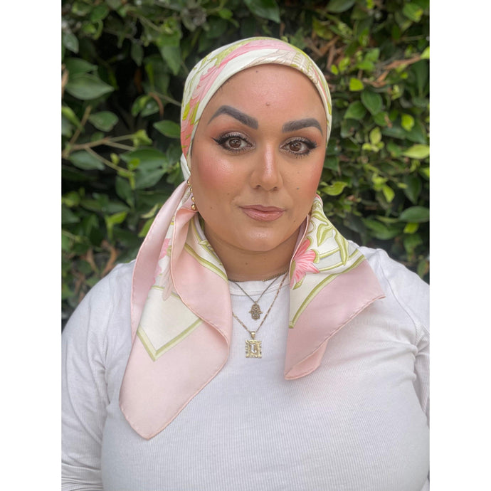 Hermes Authentic Vintage Designer Headscarf, Pink Caraibes-Designer headscarf-The Little Tichel Lady