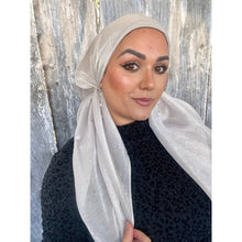 Elegant Metallic Square Headscarf - White-Squares-The Little Tichel Lady