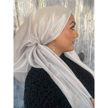 Elegant Metallic Square Headscarf - White-Squares-The Little Tichel Lady