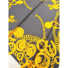 Lancel Authentic Vintage Designer Headscarf, Black/Gold Chains-Designer headscarf-The Little Tichel Lady