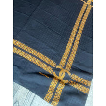 Chanel Authentic Vintage Designer Headscarf, Black & Gold Chain Link-Designer headscarf-The Little Tichel Lady