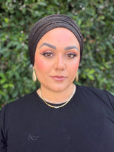 Israeli Lightweight Shimmery Headwrap - Black/Gold-Long wrap-The Little Tichel Lady