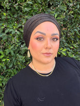 Israeli Lightweight Shimmery Headwrap - Black/Gold-Long wrap-The Little Tichel Lady