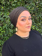 Israeli Lightweight Shimmery Headwrap - Black/Gold-Long wrap-The Little Tichel Lady