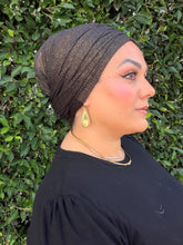 Israeli Lightweight Shimmery Headwrap - Black/Gold-Long wrap-The Little Tichel Lady