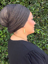 Israeli Lightweight Shimmery Headwrap - Black/Gold-Long wrap-The Little Tichel Lady