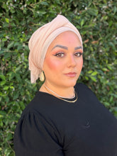 Israeli Lightweight Shimmery Headwrap - Pale Peach/Gold-Long wrap-The Little Tichel Lady