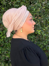 Israeli Lightweight Shimmery Headwrap - Pale Peach/Gold-Long wrap-The Little Tichel Lady