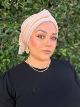 Israeli Lightweight Shimmery Headwrap - Pale Peach/Gold-Long wrap-The Little Tichel Lady