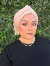 Israeli Lightweight Shimmery Headwrap - Pale Peach/Gold-Long wrap-The Little Tichel Lady