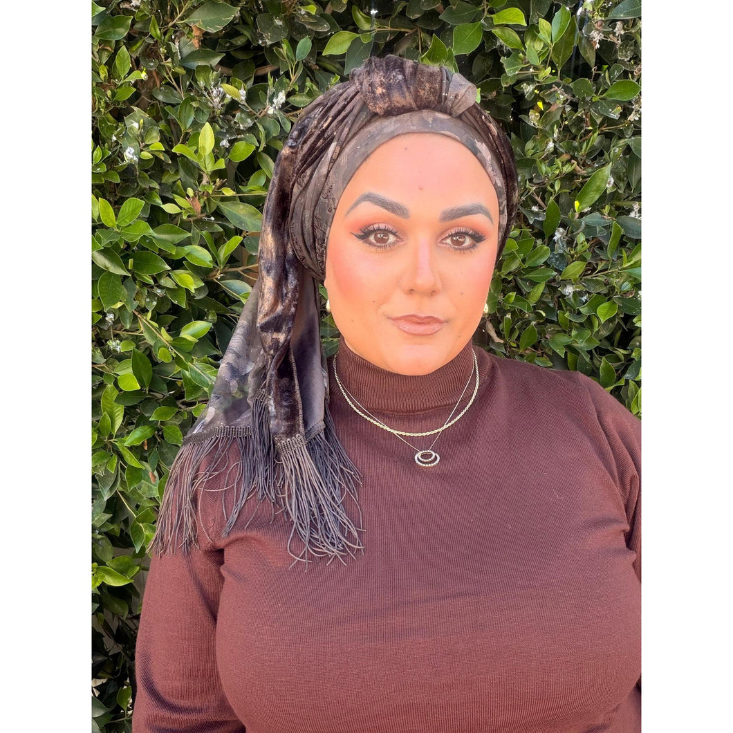 Hodula Exquisite Headwrap - Brown-Long Wrap-The Little Tichel Lady