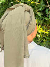 Cotton Gauze Long Wrap - Olive-Long Wrap-The Little Tichel Lady